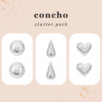Silver concho starter pack with three different designs 
