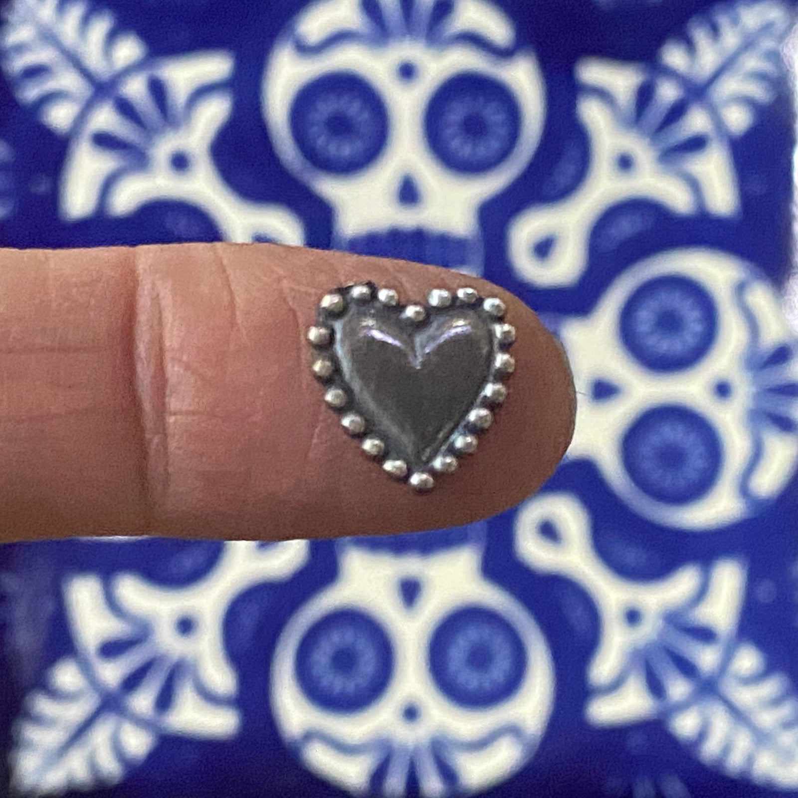 patina'd beaded heart